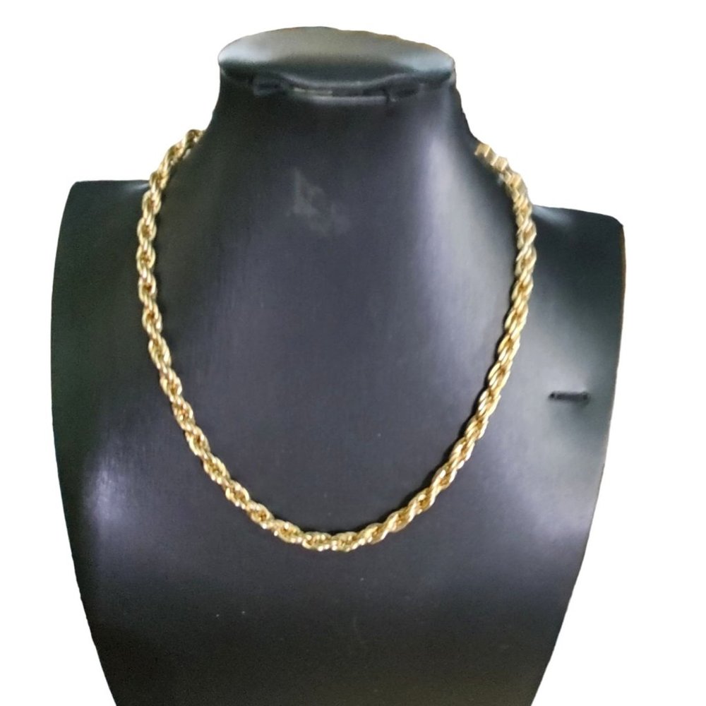 vintage 1980s unisex gold tone twisted link 8" chain choker necklace